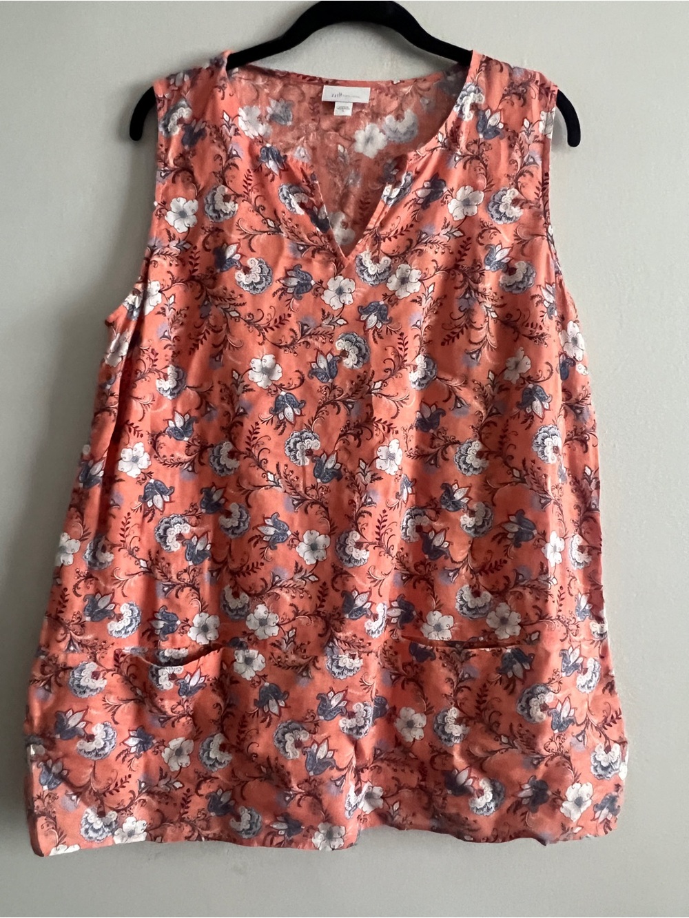 J. Jill Sleeveless Floral V-NeckLinen Tunic size M